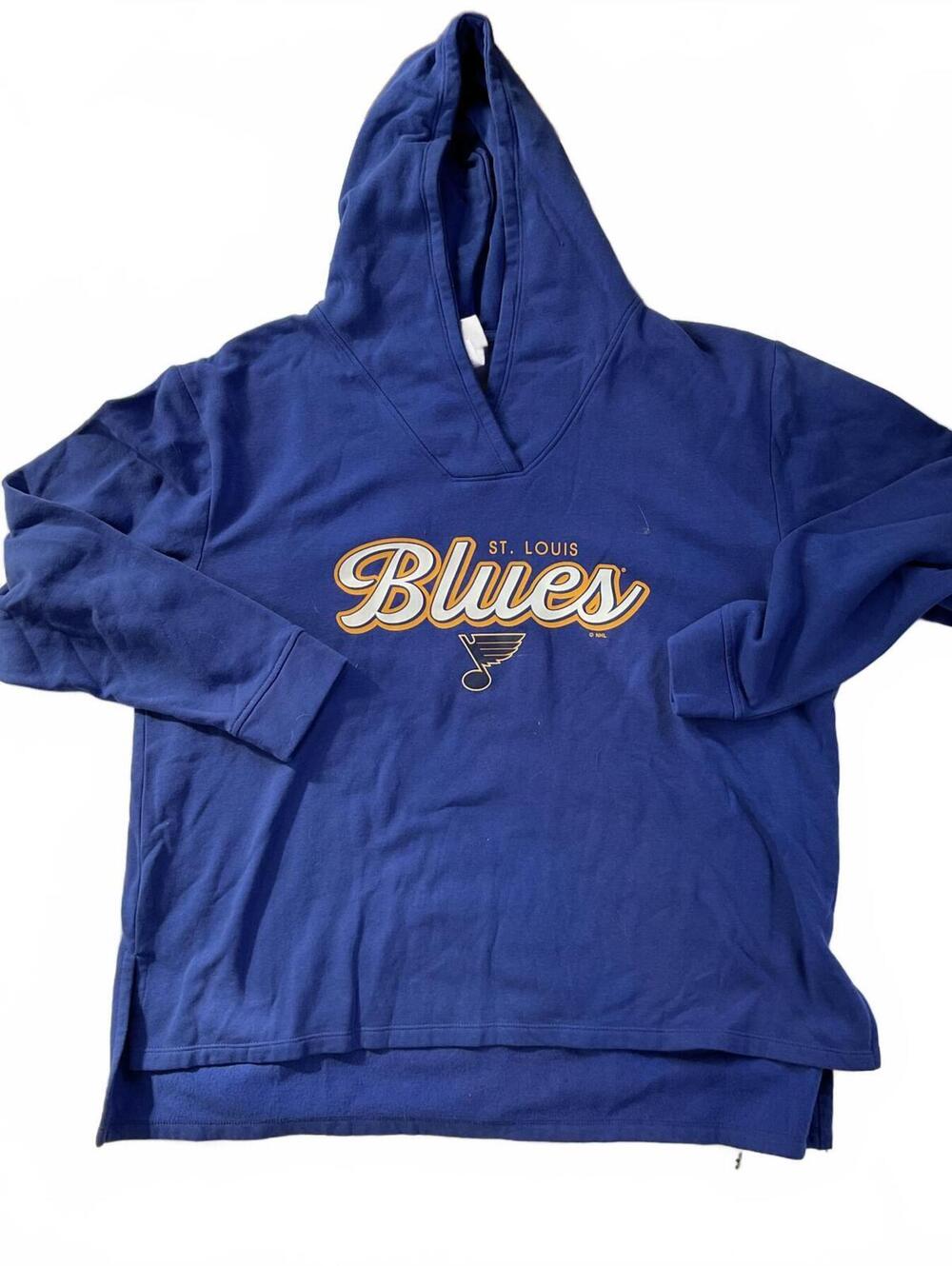 Official NHL St. Louis Blues Retro Script Pullover Hoodie - Blue - Adult XL